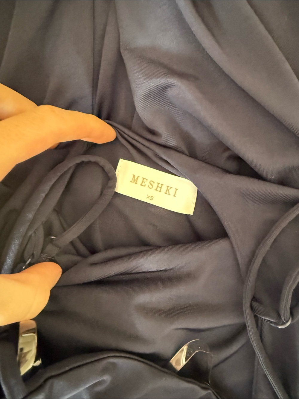 Meshki Black Slip Dress with Spaghetti Straps - Picture 3 of 6